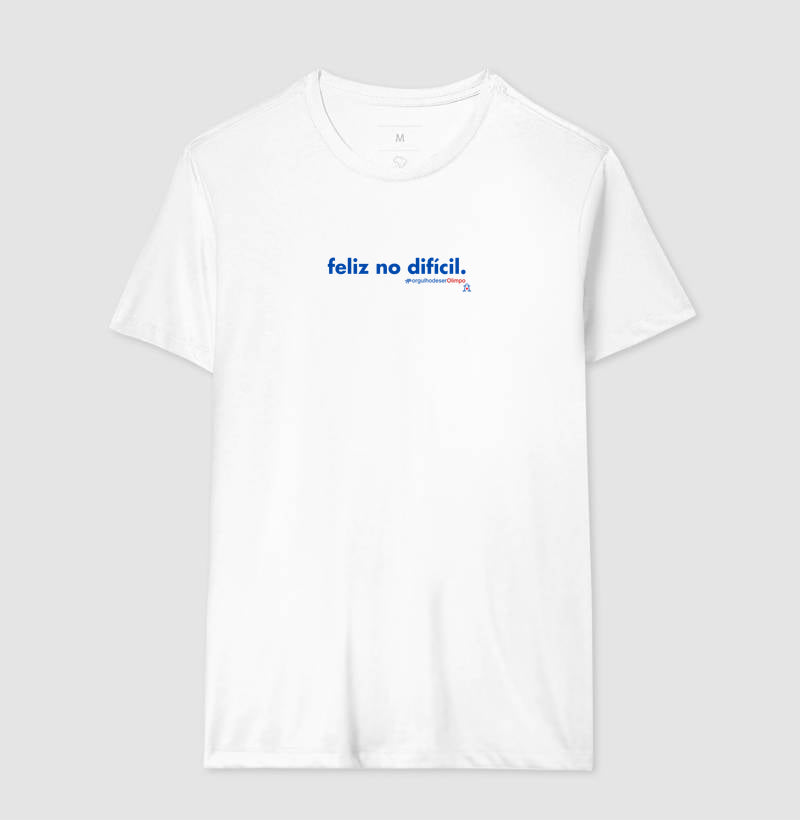 Camiseta Olimpo - Feliz no difícil - PRETA E BRANCA - 100% algodão