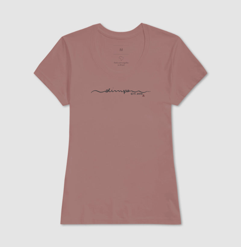 Camiseta Olimpo - Manuscrita - BRANCA E ROSA - 100% algodão