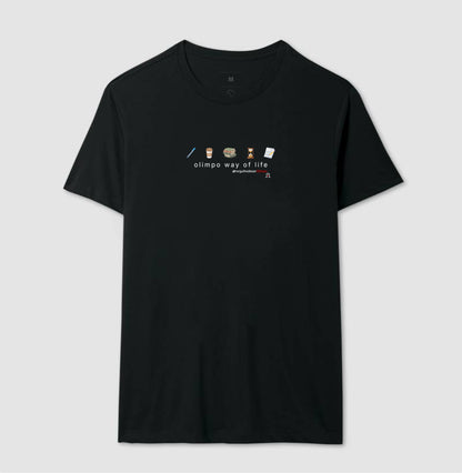 Camiseta - Olimpo Way Of Life - PRETA E BRANCA 100% algodão