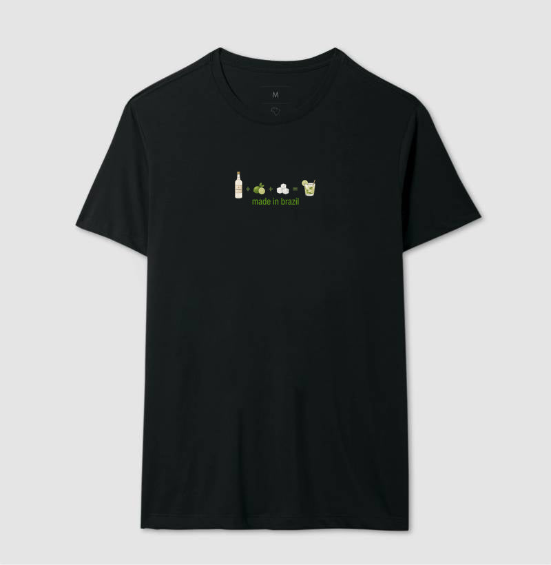 Camiseta - Caipirinha Brasil - PRETA / BRANCA - 100% algodão