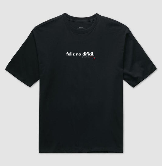Camiseta Olimpo Oversized - Feliz no difícil - PRETA E BRANCA - 100% algodão