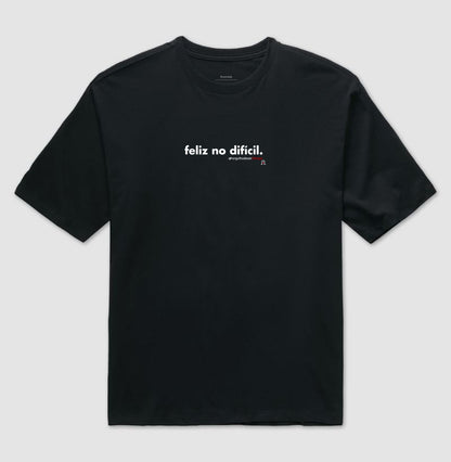 Camiseta Olimpo Oversized - Feliz no difícil - PRETA E BRANCA - 100% algodão