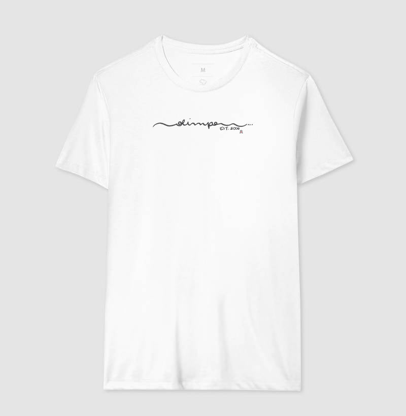 Camiseta Olimpo - Manuscrita - BRANCA E ROSA - 100% algodão