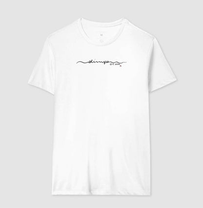 Camiseta Olimpo - Manuscrita - BRANCA E ROSA - 100% algodão