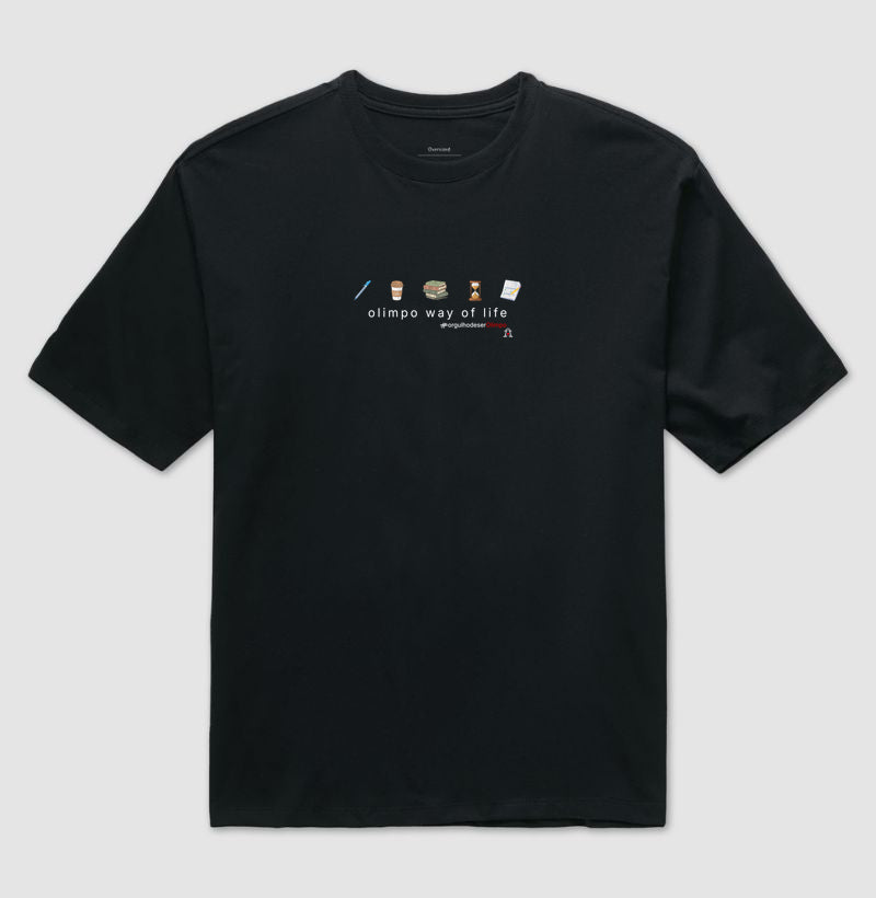 Camiseta Oversized - Olimpo Way Of Life - PRETA E BRANCA 100% algodão