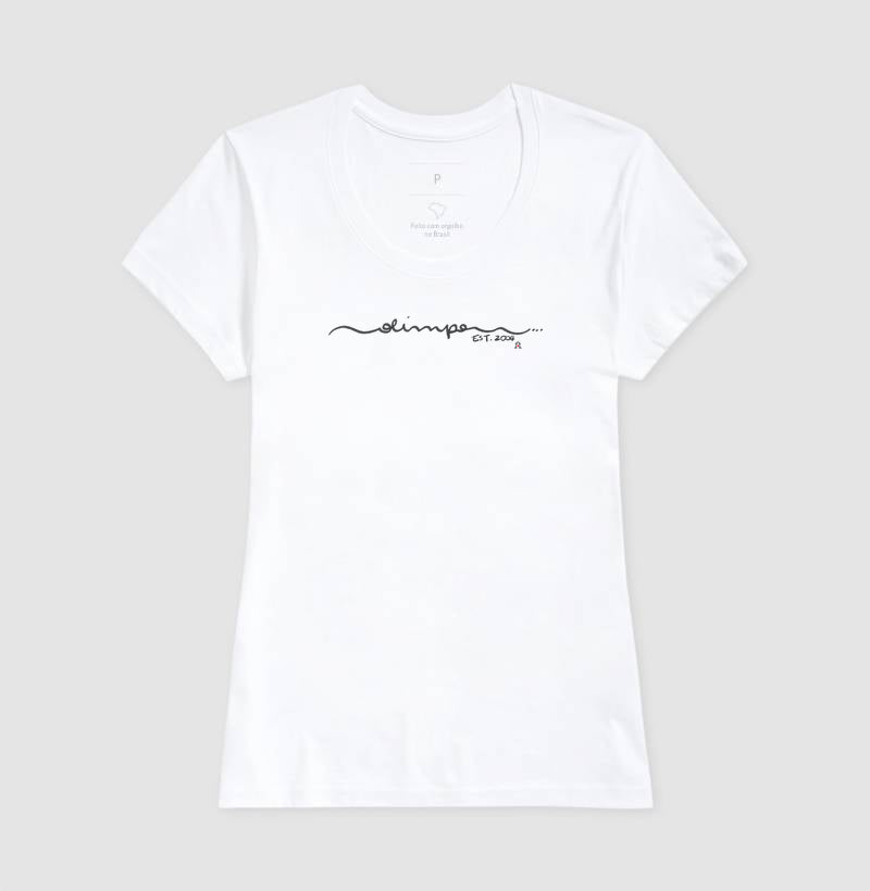 Camiseta Olimpo - Manuscrita - BRANCA E ROSA - 100% algodão