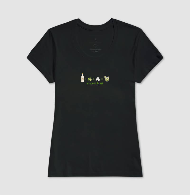 Camiseta - Caipirinha Brasil - PRETA / BRANCA - 100% algodão
