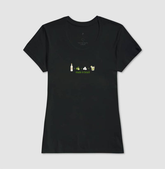 Camiseta - Caipirinha Brasil - PRETA / BRANCA - 100% algodão
