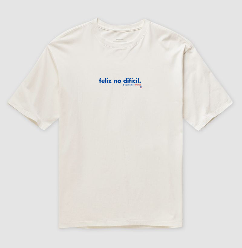 Camiseta Olimpo Oversized - Feliz no difícil - PRETA E BRANCA - 100% algodão