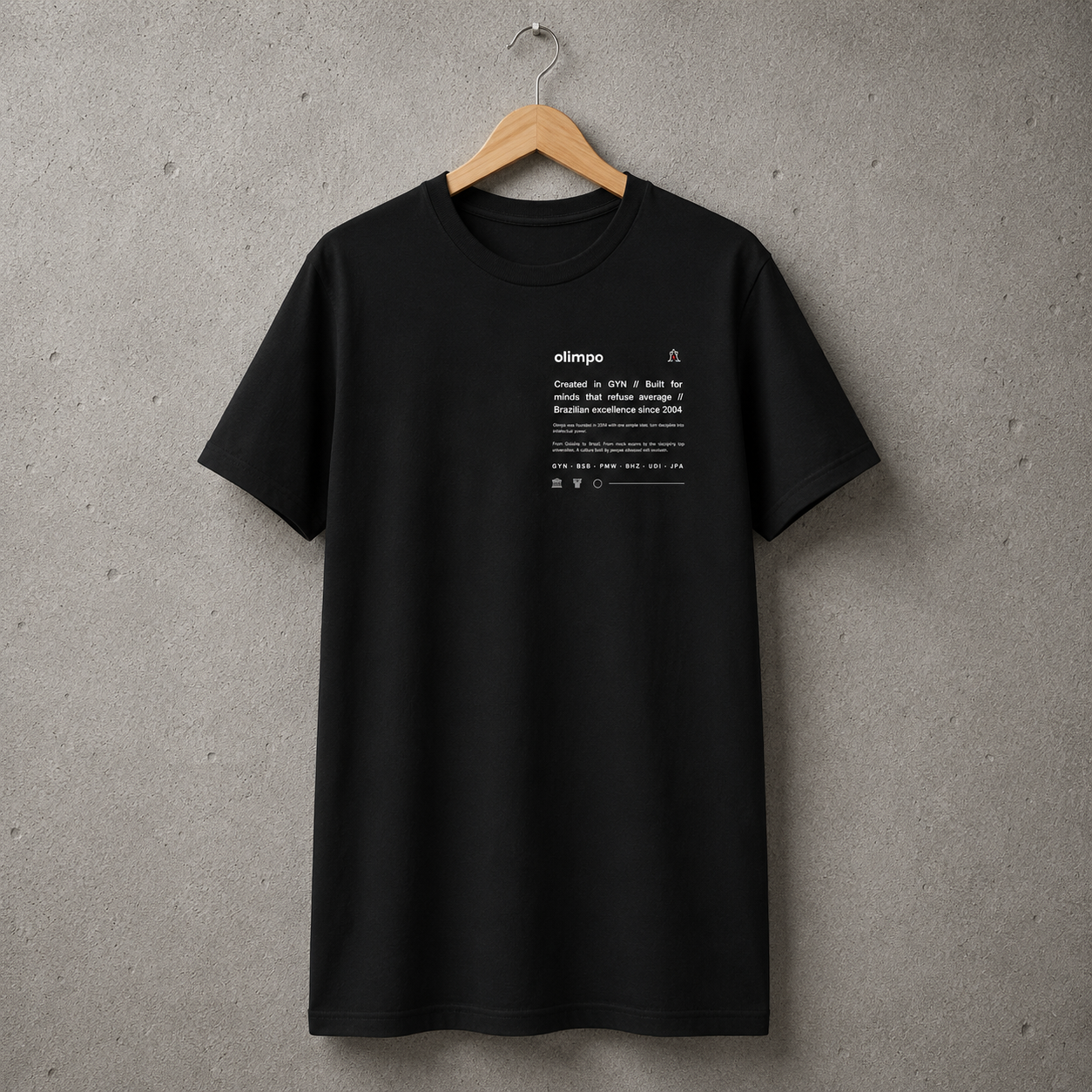Camiseta Olimpo Created in GYN - PRETA E BRANCA - 100% algodão