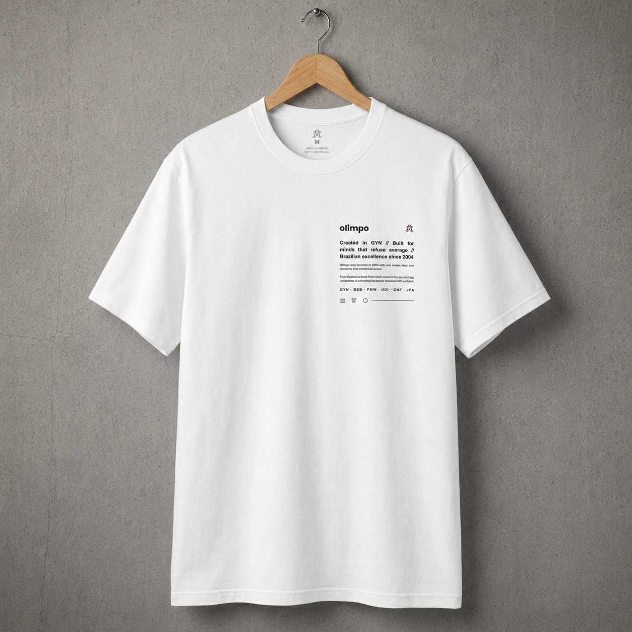 Camiseta Olimpo Created in GYN - PRETA E BRANCA - 100% algodão