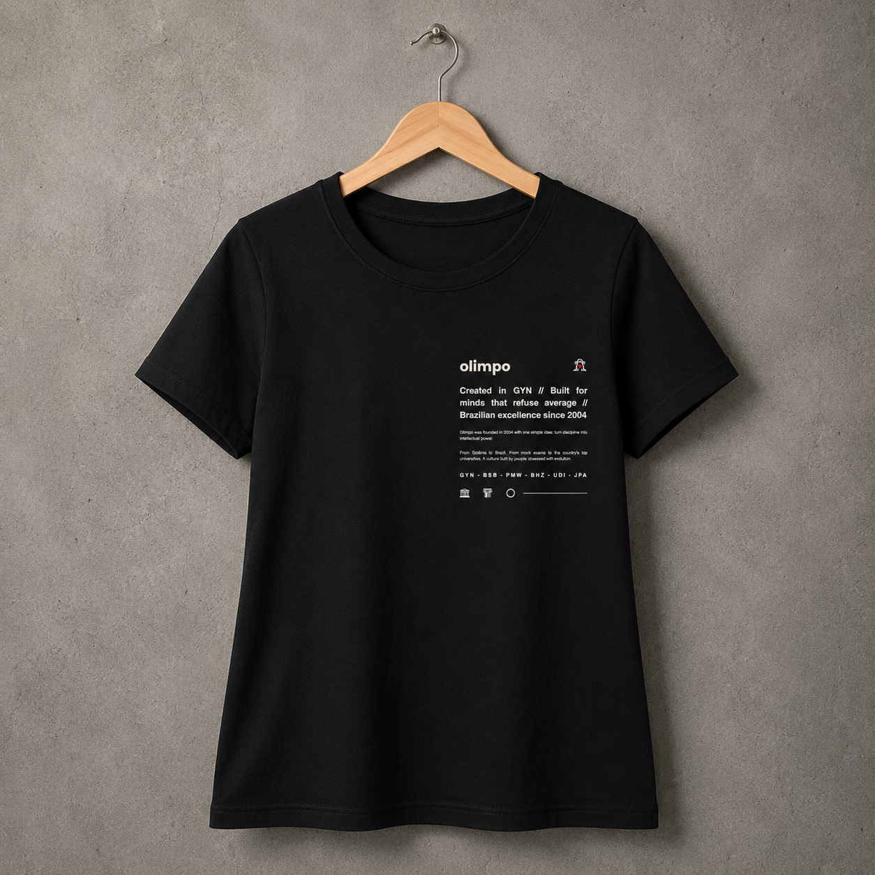 Camiseta Olimpo Created in GYN - PRETA E BRANCA - 100% algodão
